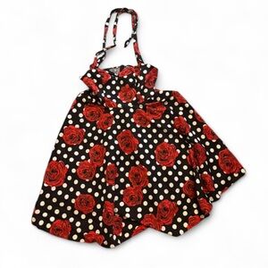 Grace Karin Red Rose Polka Dot Pinup Rockabilly Halter Dress XL
